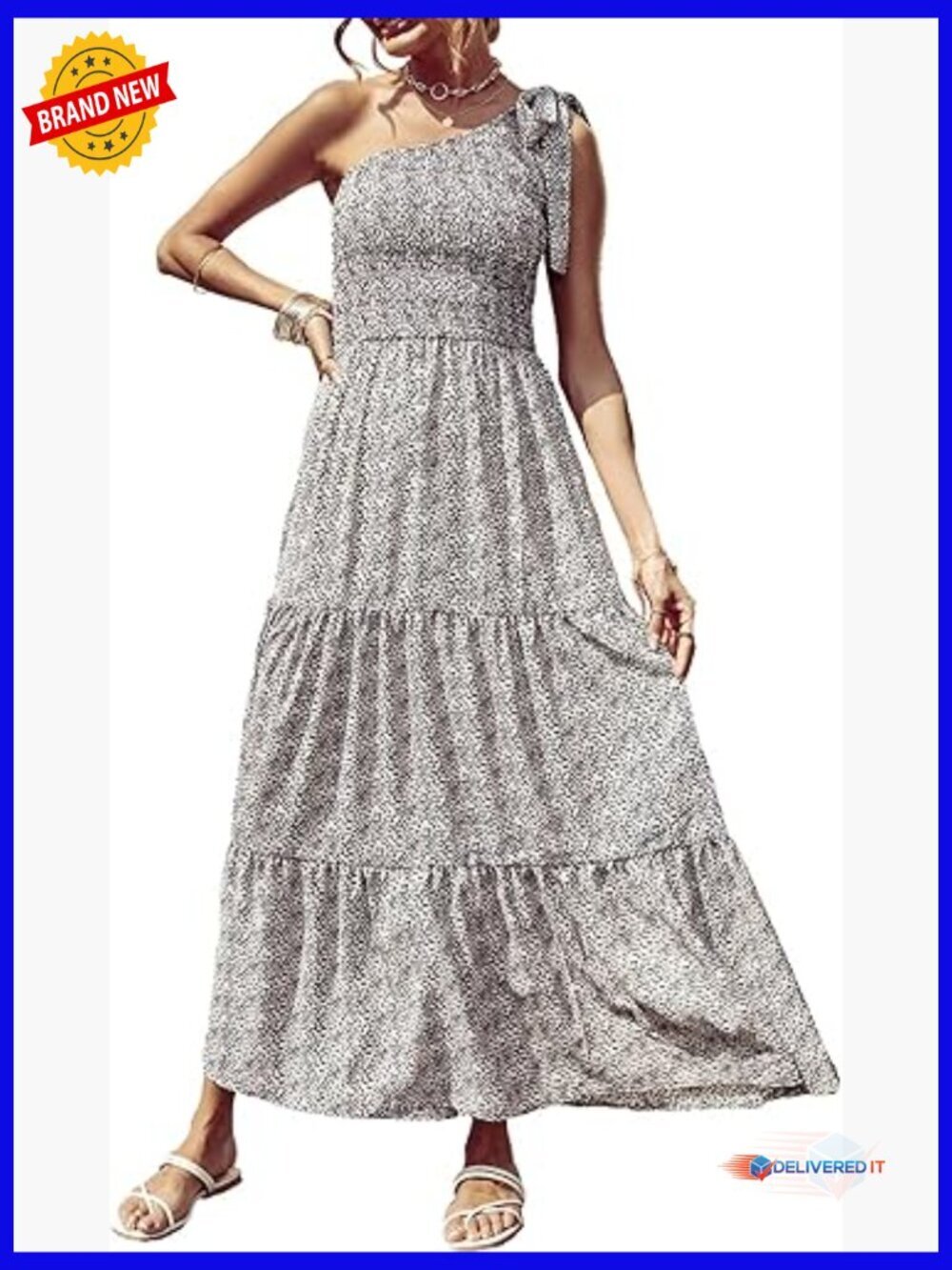 Boho One Shoulder Maxi Dress Knot Ruffle Beach Wedding Guest